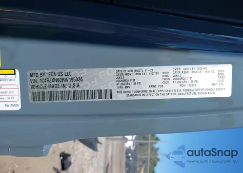 2024 Jeep Wrangler 4Xe Sport S 4Xe из США, поврежденный, VIN 1C4RJXN60RW195036